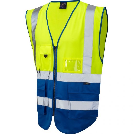 Leo Lynton Ecoviz Superior Waistcoat Hi-Vis Yellow/Royal Blue - Pracovní oděvy - Pracovní Oděvy 3XL-6XL