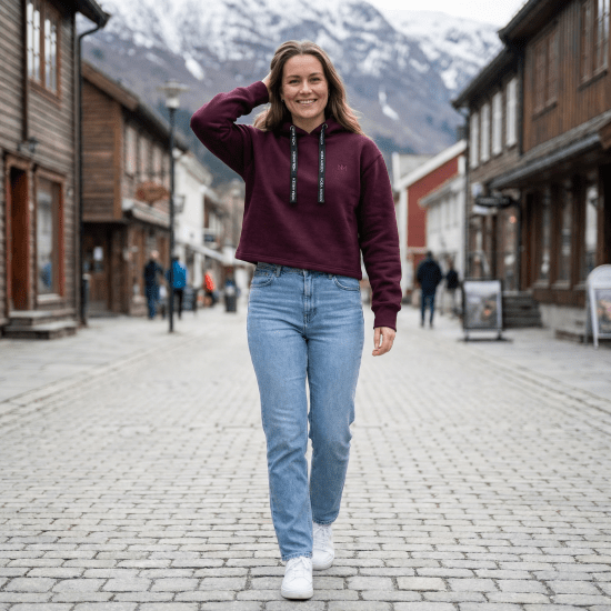Nora Mikken KAMILLA Cropped Hoodie Mauve Wine - DÁMSKÉ OBLEČENÍ XS-XXL - 