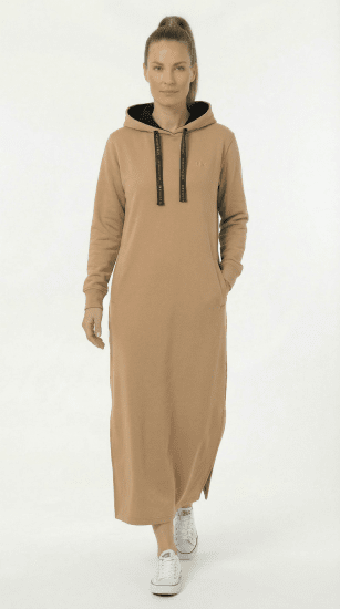 Nora Mikken MARTINA Maxi Hoodie Dress Camel - DÁMSKÉ OBLEČENÍ XS-XXL - 