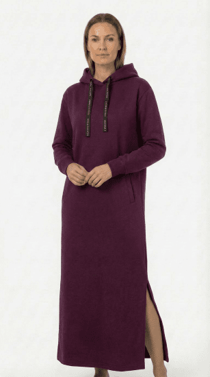 Nora Mikken MARTINA Maxi Hoodie Dress Mauve Wine - DÁMSKÉ OBLEČENÍ XS-XXL - 
