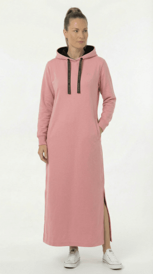 Nora Mikken MARTINA Maxi Hoodie Dress Peach Whip - DÁMSKÉ OBLEČENÍ XS-XXL - 