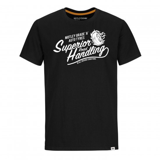 Motley Denim Nottingham T-Shirt White on Black - Trička - Trička nadměrné velikosti - 2XL-14XL