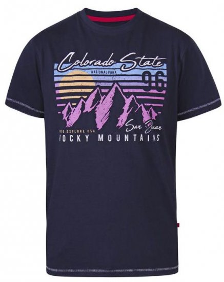 D555 Orkney Rocky Mountains Crew Neck T-Shirt Navy - Trička - Trička nadměrné velikosti - 2XL-14XL
