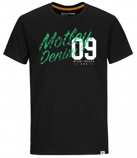 Motley Denim Oxford T-Shirt Green on Black - Trička - Trička nadměrné velikosti - 2XL-14XL