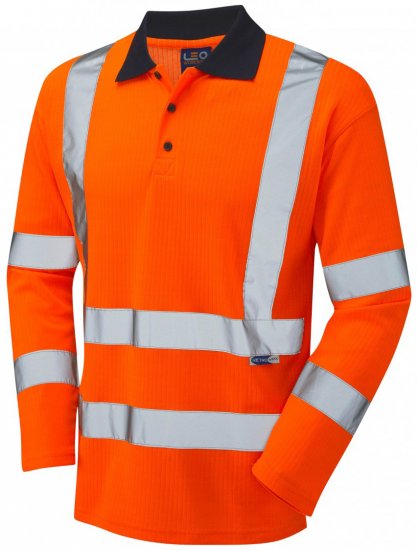 Leo Swimbridge Comfort L/S Polo Shirt Hi-Vis Orange - Pracovní oděvy - Pracovní Oděvy 3XL-6XL