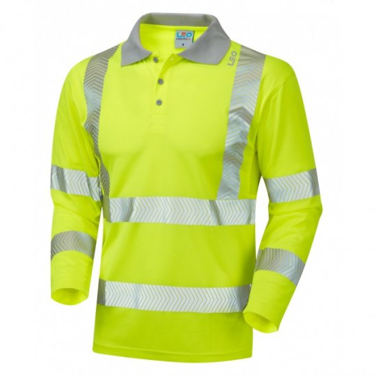 Leo Barricane Ecoviz Performance+ Sleeved Polo Shirt Hi-Vis Yellow - Pracovní oděvy - Pracovní Oděvy 3XL-6XL