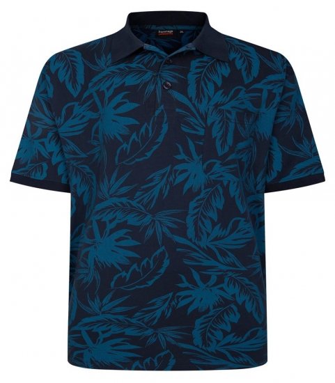 Espionage P222 Polokošile s potiskem listů námořnická modrá/teal - Polokošile - Polokošile 2XL-8XL - Trička s límečkem 2XL-8XL