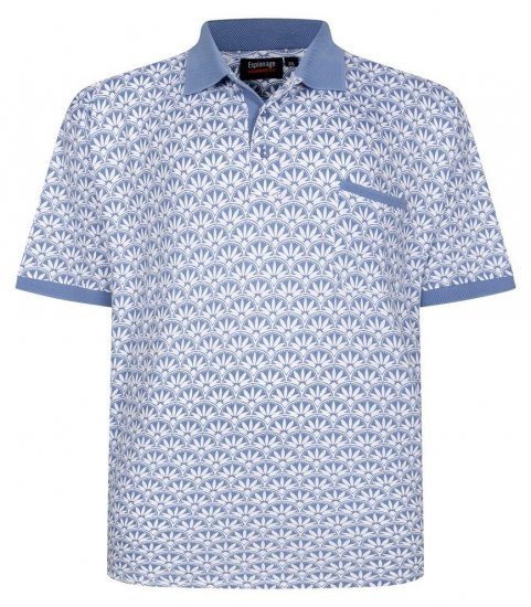 Espionage P231 Polokošile s geometrickým potiskem modrá/bílá - Polokošile - Polokošile 2XL-8XL - Trička s límečkem 2XL-8XL