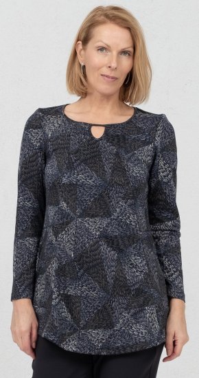 Scandinavian Caramel Triangles Tunic Dark Blue - Potištěná trička pro ženy - 