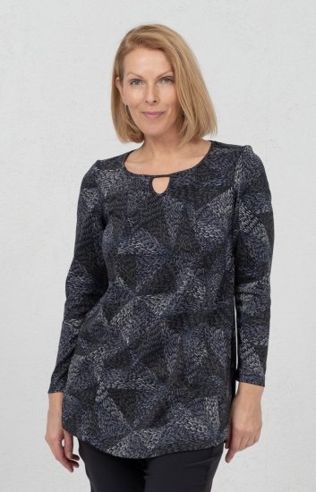 Scandinavian Caramel Triangles Tunic Dark Blue - Potištěná trička pro ženy - 