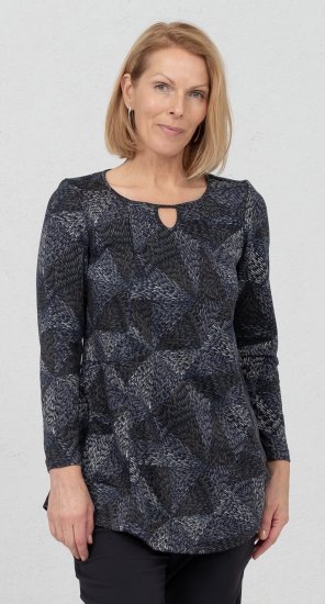 Scandinavian Caramel Triangles Tunic Dark Blue - Potištěná trička pro ženy - 