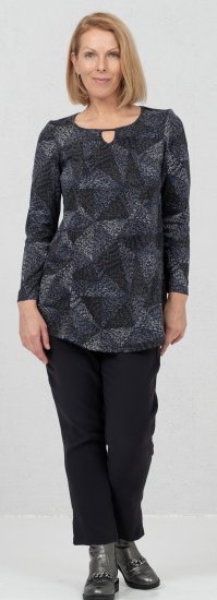 Scandinavian Caramel Triangles Tunic Dark Blue - Potištěná trička pro ženy - 
