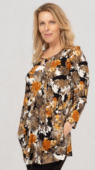 Scandinavian Caramel Flower Petals Tunic Orange and Brown - Potištěná trička pro ženy - 