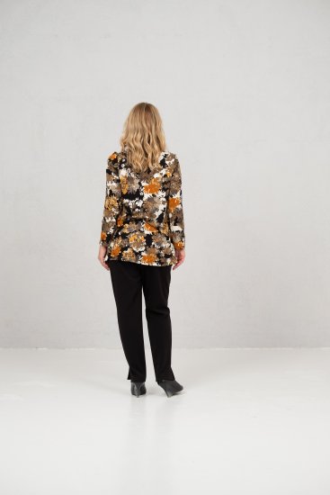 Scandinavian Caramel Flower Petals Tunic Orange and Brown - Potištěná trička pro ženy - 
