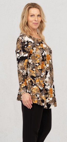 Scandinavian Caramel Flower Petals Tunic Orange and Brown - Potištěná trička pro ženy - 