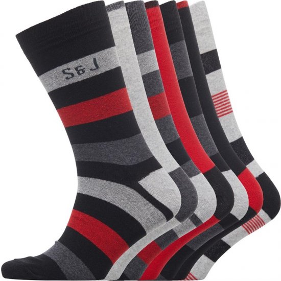 Smith & Jones Red line 7-pack Socks - Spodní prádlo - Spodní Prádlo Nadměrné Velikosti 2XL-8XL