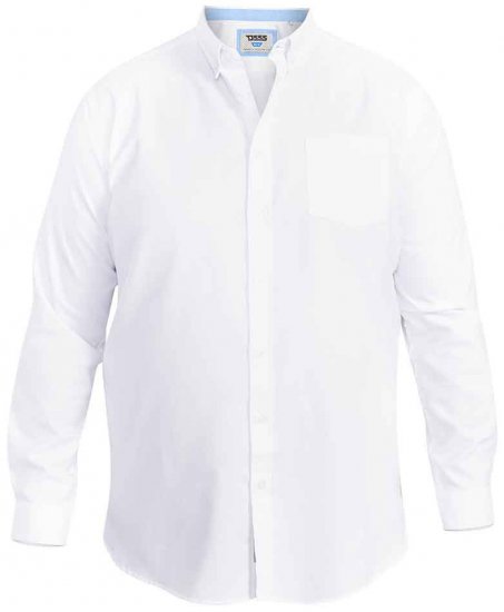 D555 Richard Long Sleeve Oxford Shirt White - Košile - Košile 2XL-10XL