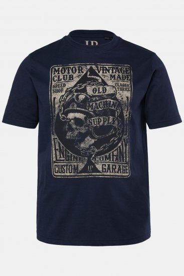 JP1880 T-Shirt Short Sleeve Skull Chest Print Navy - Trička - Trička nadměrné velikosti - 2XL-14XL