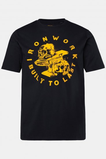 JP1880 T-Shirt Short Sleeve Chest Print Skulls Black - Trička - Trička nadměrné velikosti - 2XL-14XL