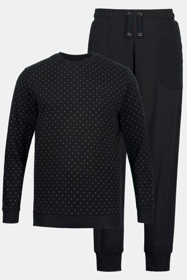 JP1880 Two-piece Pajama Belly Fit Long Sleeve Long Pants Black TALL - PÁNSKÉ OBLEČENÍ MT-6XLT - TALL-velikosti