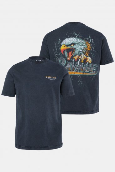 JP1880 T-Shirt Short Sleeve Back Print Vintage Black - Trička - Trička nadměrné velikosti - 2XL-14XL
