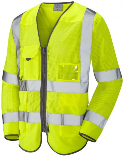 Leo Burrington Coolviz Superior Long Sleeve Waistcoat Hi-Vis Yellow - Pracovní oděvy - Pracovní Oděvy 3XL-6XL