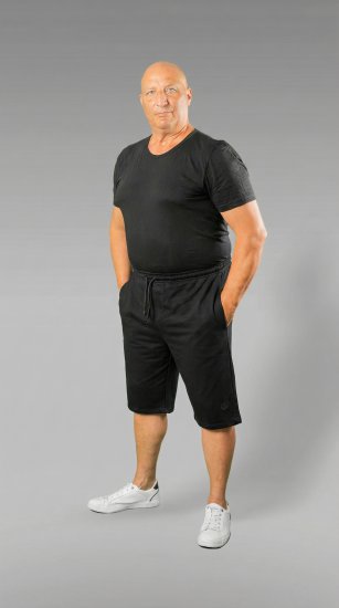 20 Nodi Scirocco Short Leg Sports Pants in Combed Cotton Jersey Black - Tepláky & kraťasy - Tepláky a Teplákové Kraťasy 2XL-12XL