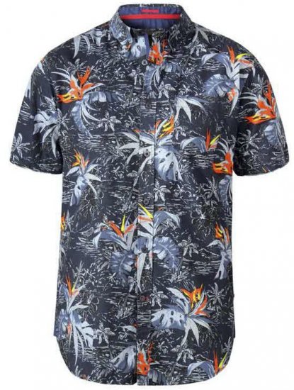D555 Severn Hawaiian Leaf hort Sleeve Shirt Charcoal - Košile - Košile 2XL-10XL