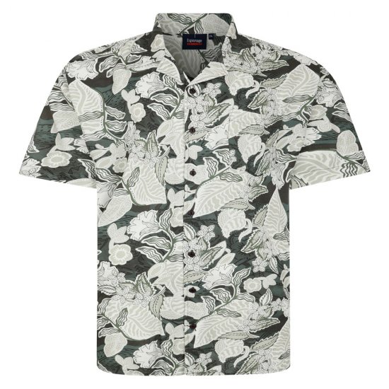Espionage SH434 košile s krátkým rukávem s potiskem listů zelená - Košile - Košile 2XL-10XL