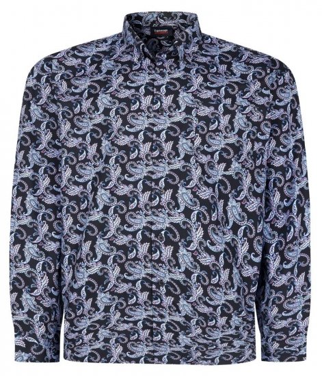 Espionage SH459 Paisley Košile s dlouhým rukávem námořnická modrá/print - Košile - Košile 2XL-10XL