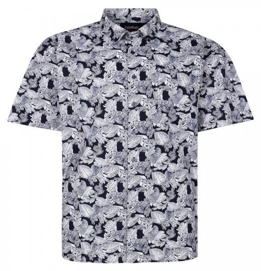Espionage SH462 Košile s potiskem listů námořnická modrá/bílá - Košile - Košile 2XL-10XL