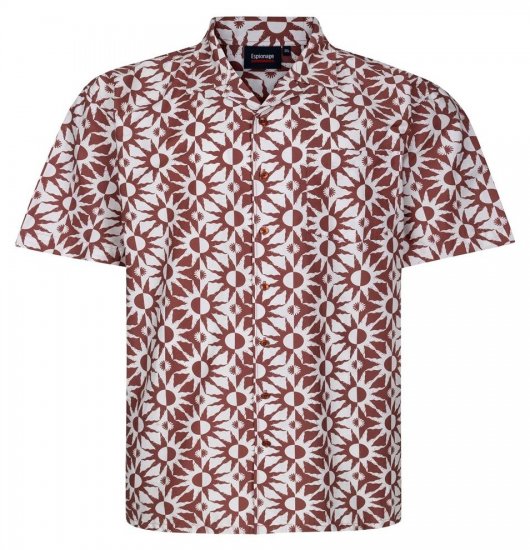 Espionage SH466 Abstract Sun Košile s potiskem ecru/červená - Košile - Košile 2XL-10XL