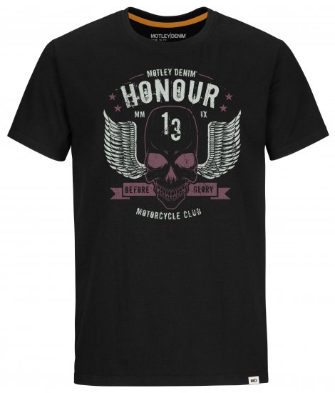 Motley Denim Sheffield T-Shirt Black - Trička - Trička nadměrné velikosti - 2XL-14XL