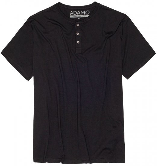 Adamo Silas Regular fit Serafino T-shirt Black - Trička - Trička nadměrné velikosti - 2XL-14XL