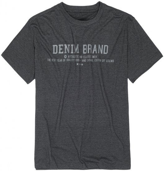 Adamo Simon Regular fit Printed T-shirt Charcoal - Trička - Trička nadměrné velikosti - 2XL-14XL