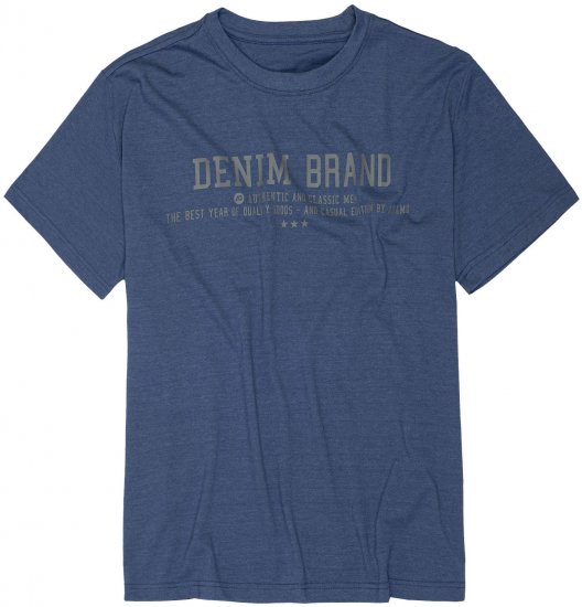 Adamo Simon Regular fit Printed T-shirt Denim Blue - Trička - Trička nadměrné velikosti - 2XL-14XL