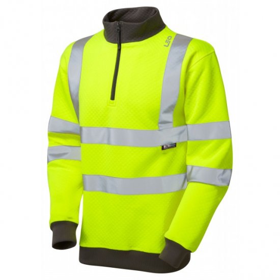 Leo Brynsworthy Ecoviz 1/4 Zip Sweatshirt Hi-Vis Yellow - Pracovní oděvy - Pracovní Oděvy 3XL-6XL