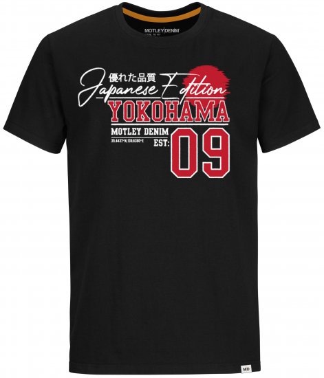 Motley Denim Sterling T-shirt Red on Black - Trička - Trička nadměrné velikosti - 2XL-14XL