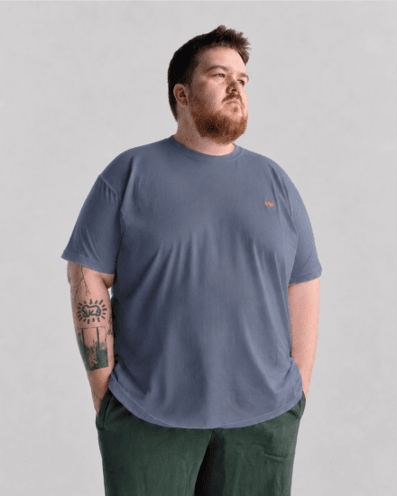 Motley Denim Stockholm T-shirt Light Indigo - Trička - Trička nadměrné velikosti - 2XL-14XL
