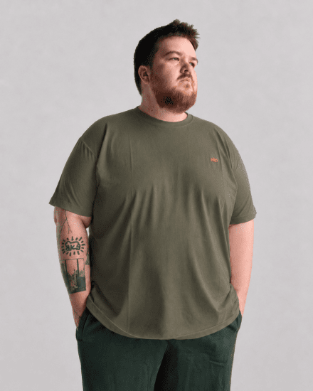 Motley Denim Stockholm T-shirt Dark Khaki - Trička - Trička nadměrné velikosti - 2XL-14XL