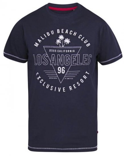 D555 Stoke Los Angeles Beach Printed T-Shirt Navy - Trička - Trička nadměrné velikosti - 2XL-14XL