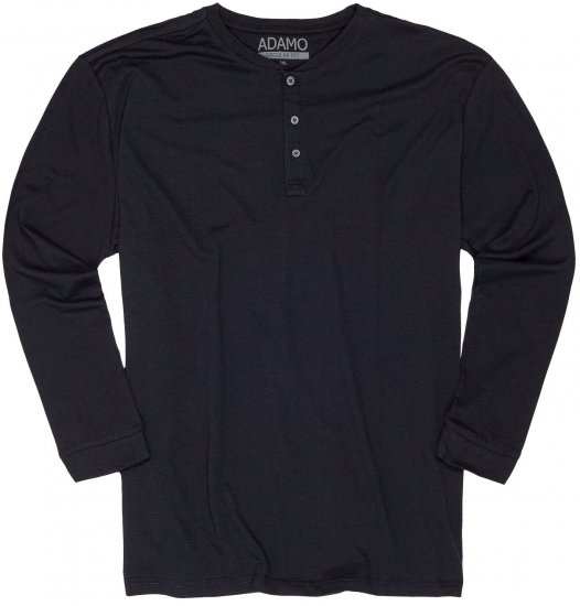 Adamo Sven Regular fit Serafino Long sleeve T-shirt Navy - Trička - Trička nadměrné velikosti - 2XL-14XL