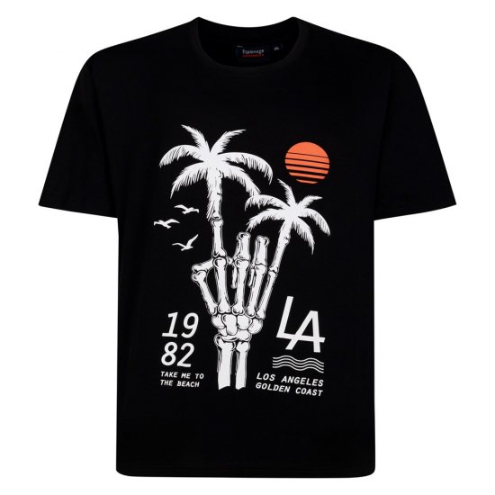 Espionage T448 skeleton palm tričko s potiskem černá - Trička - Trička nadměrné velikosti - 2XL-14XL