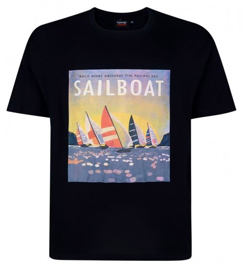 Espionage T459 Sailboat Tričko s potiskem námořnická modrá - Trička - Trička nadměrné velikosti - 2XL-14XL