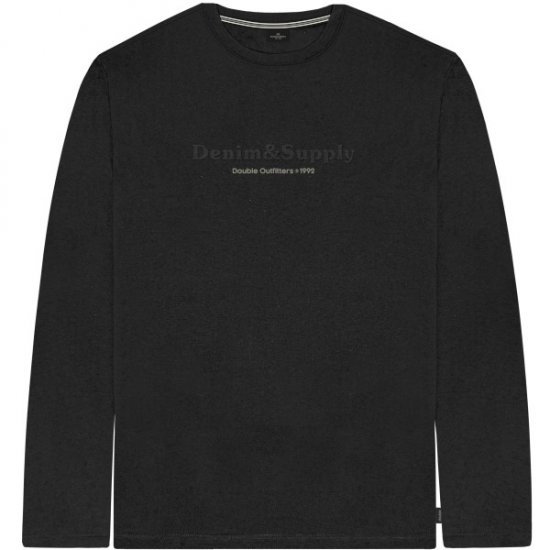 Double Outfitters TS-9173 Long Sleeve T-Shirt Embossed Black - Trička - Trička nadměrné velikosti - 2XL-14XL