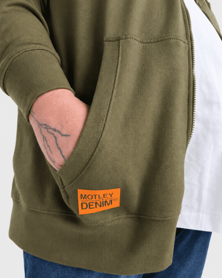 Motley Denim Copenhagen Hoodie Dark Khaki - Mikiny & mikiny s kapucí - Mikiny & Mikiny s kapucí 2XL-12XL