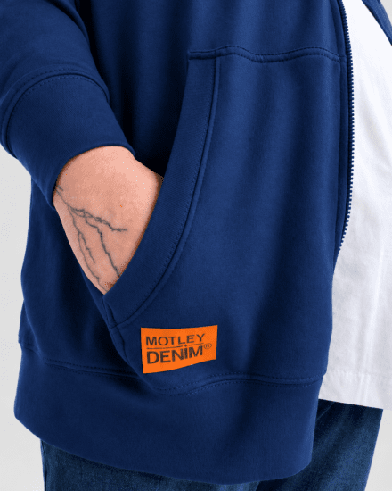 Motley Denim Copenhagen Hoodie Royal Blue - Mikiny & mikiny s kapucí - Mikiny & Mikiny s kapucí 2XL-12XL