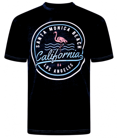 Kam Jeans 5707 Santa Monica Tee Black - Trička - Trička nadměrné velikosti - 2XL-14XL