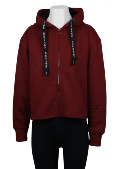 Nora Mikken GERTRUD Cropped Hoodie Burgundy - Mikiny & mikiny s kapucí - 