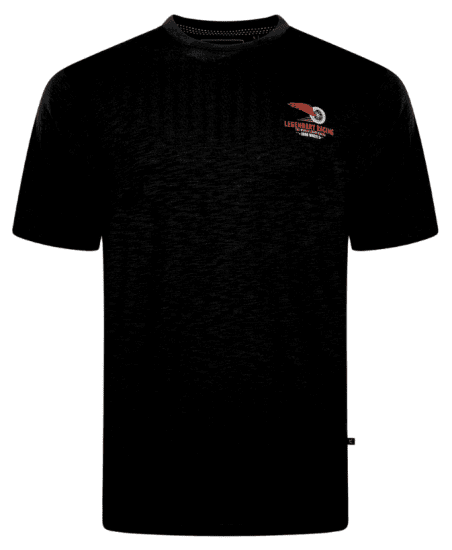 Kam Jeans 5710 Legendary Racing Slub Tee With Back Print Black - Trička - Trička nadměrné velikosti - 2XL-14XL